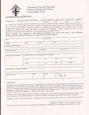 Volunteer Criminal Background Check Authorization