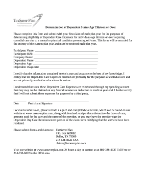 Dependent Care Expenses Claim Form