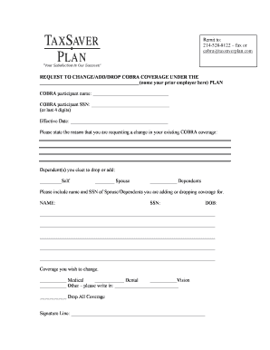 COBRA Coverage Change Request Form