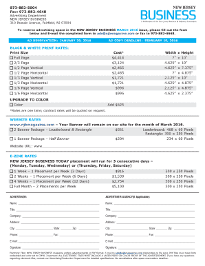 New Jersey Business Magazine Advertising Reservation Form