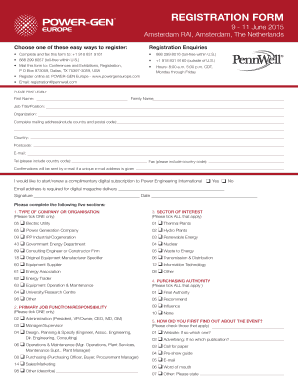 POWER-GEN Europe Registration Form