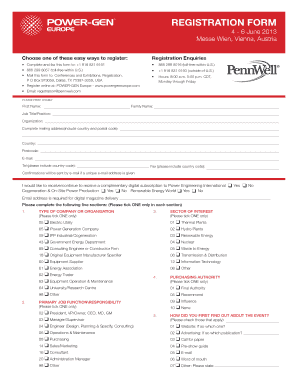 POWER-GEN Europe Conference Registration Form