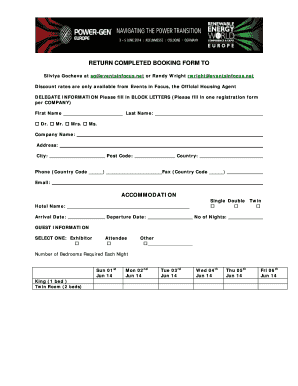 Event Accommodation Booking Form