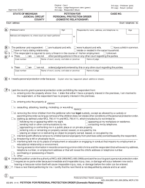 Michigan Personal Protection Order Form