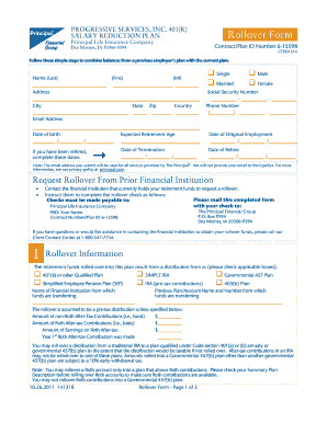 401(k) Rollover Form