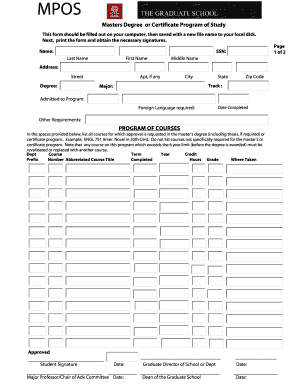 Master's Program of Study Form