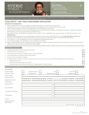Legal Entity Unit Trust Investment Application