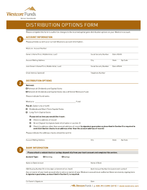 Westcore Distribution Options Form
