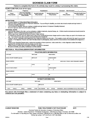 Sickness Claim Form