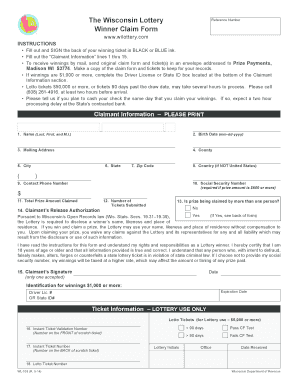 Wisconsin Lottery Winner Claim Form