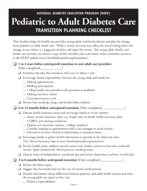 Wedding planner consultation form pdf - NATIONAL DIABETES EDUCATION PROGRAM (NDEP) Pediatric to Adult Diabetes Care Transition Planning Checklist This checklist helps the health care provider, young adult, and family discuss and plan the change from pediatric to adult health care