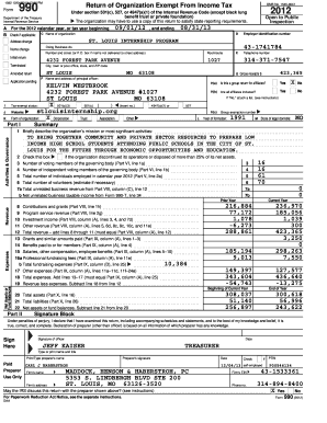 Form 990 2012 Tax Exempt Organization Return