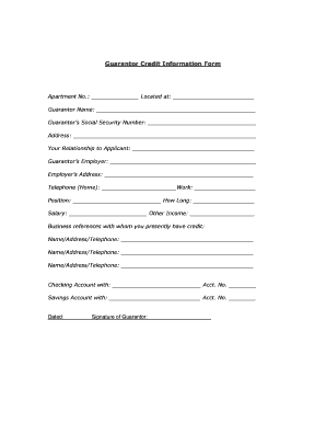 Guarantor Credit Information Form
