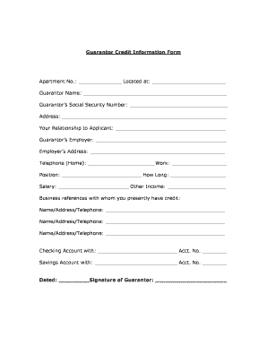 Guarantor Credit Information Form