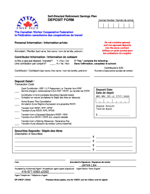 Canadian Worker Cooperative Federation Deposit Form