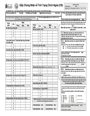 Vietnamese Immunization Status Certificate