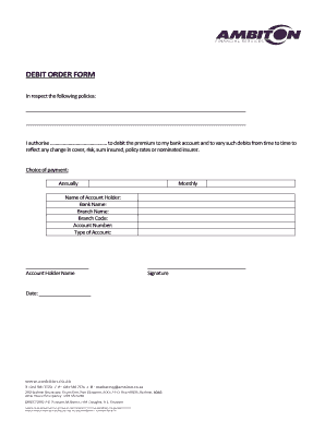 Debit Order Form