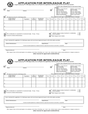 Interleague Play Application Form