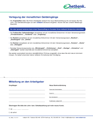 Verlegung der monatlichen Geldeingänge