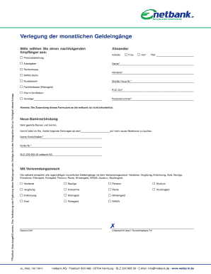 Verlegung der monatlichen Geldeingänge