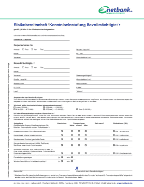 Risikobereitschaft / Kenntniseinstufung