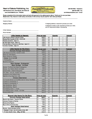 Heart of Dakota Order Form