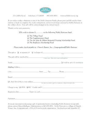 Noble Horizons Donation Form