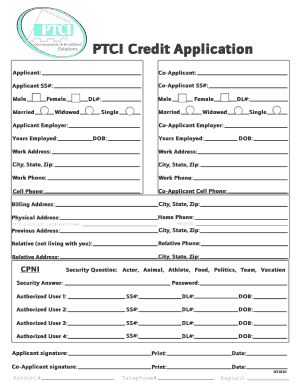 PTCI Credit Application