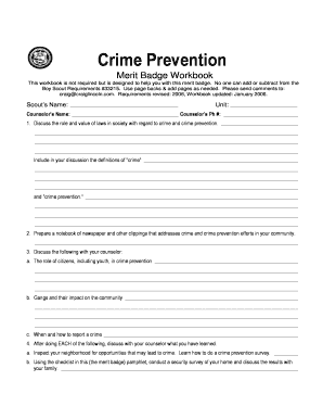Crime Prevention Merit Badge Workbook