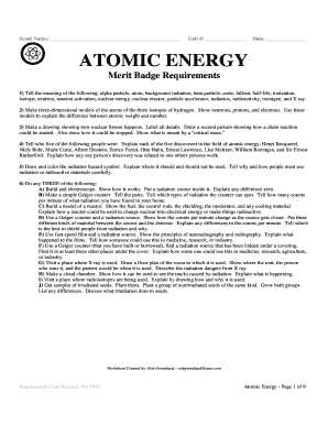 Atomic Energy Merit Badge Requirements