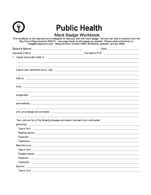 Public Health Merit Badge Workbook