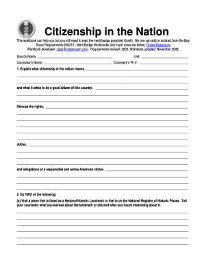 Boy Scout Citizenship in the Nation Merit Badge Workbook