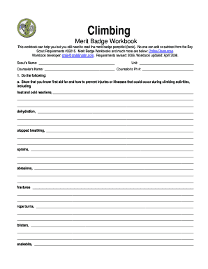 Boy Scouts Climbing Merit Badge Workbook