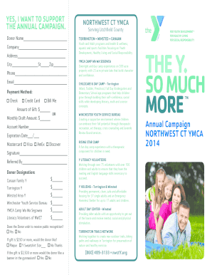 Northwest CT YMCA Annual Campaign Donation Form