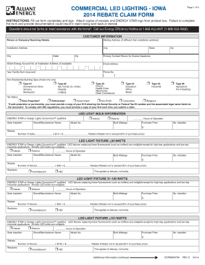 2014 Iowa Commercial LED Lighting Rebate Claim Form