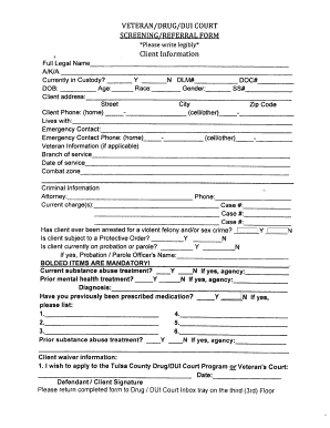 Drug Court Client Information Form