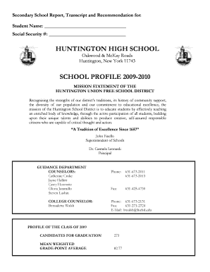 High School Transcript and Recommendation Form
