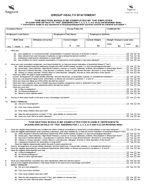Group Health Statement Form