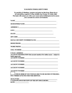 E-Banking Enrollment Form