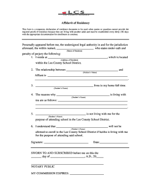 Affidavit of Residency