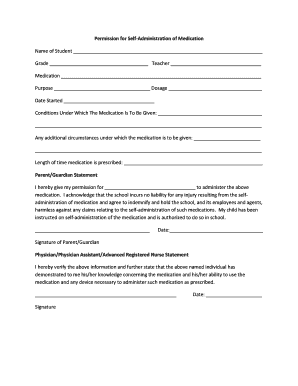 Permission for Self-Administration of Medication