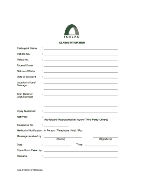 Claims Intimation Form