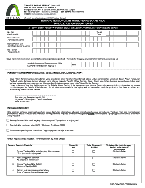 Takaful Ikhlas Top Up Application Form