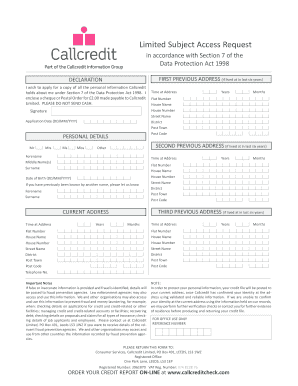 UK Subject Access Request Form