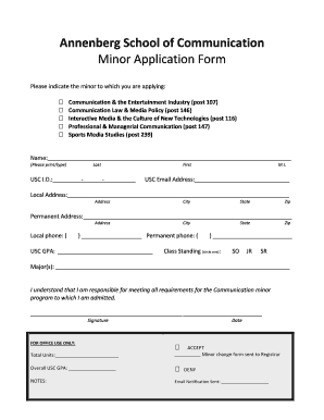 USC Annenberg Minor Application