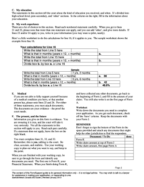 Form J - Support for Claimant/Applicant