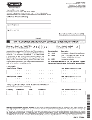 Australian Tax File Number Notification Form