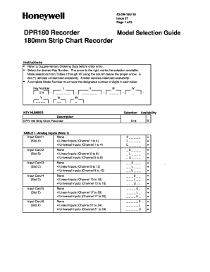 DPR180 Strip Chart Recorder Model Selection Guide
