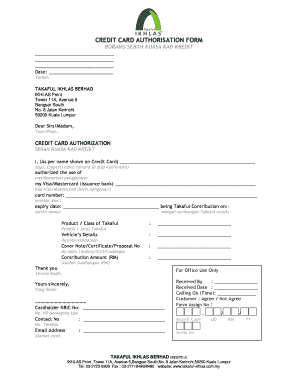Credit Card Authorization Form