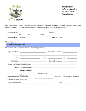 Medication Administration Release and Permission